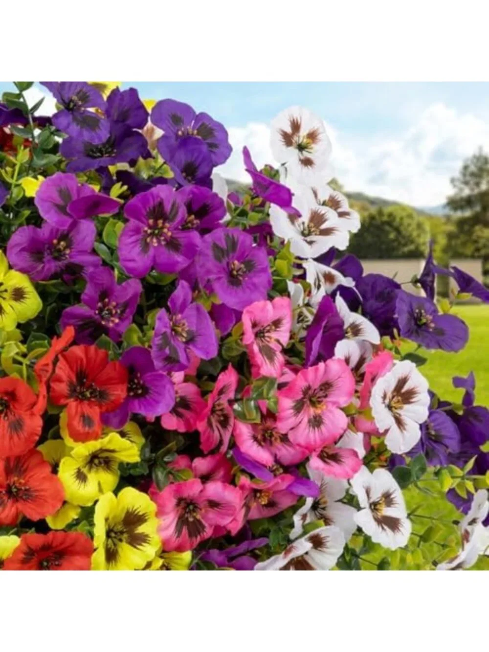 24 Bundles of Vibrant Artificial Flowers for Outdoor Decor - 6 Color Options